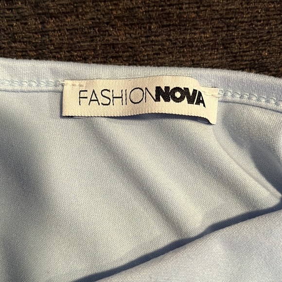 Fashion Nova One shoulder baby blue bodysuit - Picture 3 of 4